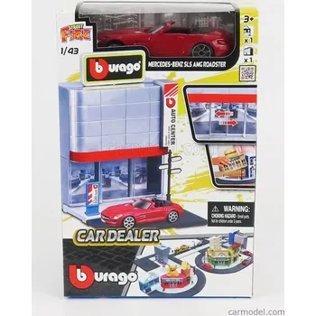 autíčko Bburago Accessories Diorama - Car Dealer With Mercedes Benz Sls Amg Roadster 2018 1:43 /