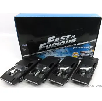 autíčko Jada Dodge Set 4x Dom's Dodge Charger R/t 1970 - Fast & Furious 7 1:24 Matt Black