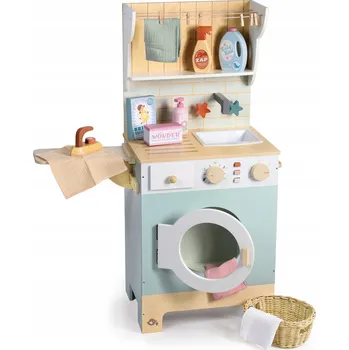 Dřevěná hračka Tender Leaf Toys: Dřevěná pračka s příslušenstvím