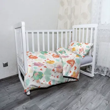 Povlečení Sablio Mikroplyšové dětské povlečení do postýlky Oblak s ptáčky - 100x135 / 40x60