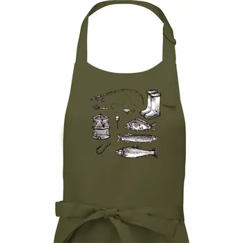 Kuchyňská zástěra Rybářský set - Dámská zástěra na vaření - Univerzální velikost ( Khaki )
