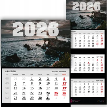 Kalendář Kalendář Trojdílný 2026 Nástěnný Malebná Krajina Skály Nad Oceánem