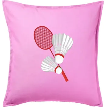 Polštář Badminton - pálka a košík - Polštář 50x50 - 50x50 - Pouze potah ( Růžová )