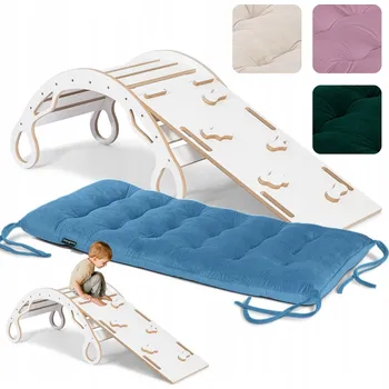 Dětská houpačka Houpačka dřevěný Wood for kids skluzavka polštář bílý 12 m +