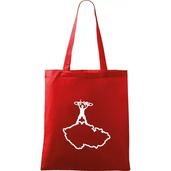 Mapa ČR - cyklista na prsou - Taška bavlněná - 42 x 38 cm ( Červená )