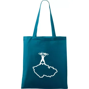 Mapa ČR - cyklista na prsou - Taška bavlněná - 42 x 38 cm ( Petrolejová )