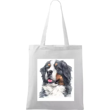 Bernský salašnický pes - hlava vodová barva - Taška bavlněná - 42 x 38 cm ( Bílá )