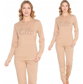 Dámské noční prádlo DÁMSKÉ BAVLNĚNÉ PYŽAMO ELEGANTNÍ DVOUDÍLNÉ ŽENSKÉ BAVLNA XL