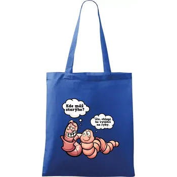 Žížaly na rybách - Taška bavlněná - 42 x 38 cm ( Královská modrá )