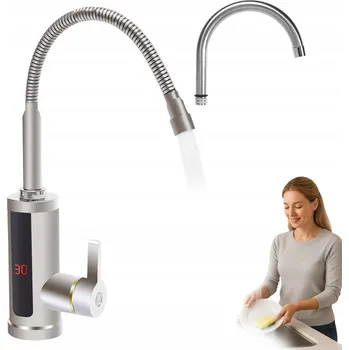 Průtokový ohřívač PRŮTOKOVÝ OHŘÍVAČ VODY ELEKTRICKÝ KOHOUTEK LED BATERIE KUCHYŇSKÁ