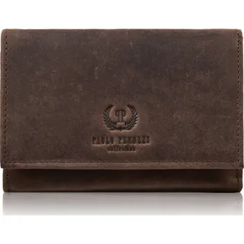 Peněženka Dámská hnědá peněženka z pravé kůže vintage malá s RFID Paolo Peruzzi
