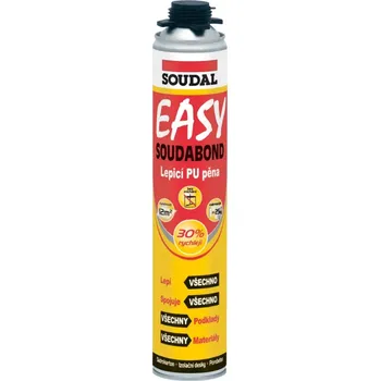 Průmyslové lepidlo Pěna lepicí pistolová Soudal Soudabond Easy - 750 ml (Použití lepení mnoha typů izolačních materiálů v interiéru i exteriéru na široké spektrum podkladů lepení sádrokartonových desek lepení betonových a pórobetonových tvárnic při zdění dělících příček)