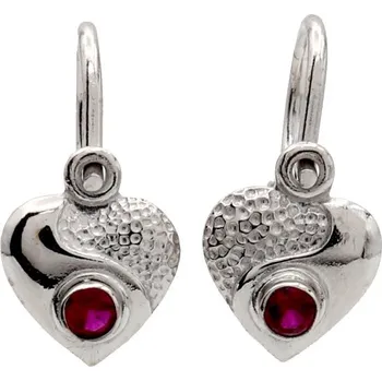 Náušnice Zlaté náušnice z bílého zlata se zirkony srdce 70205WR (585/1000) 1.05 g