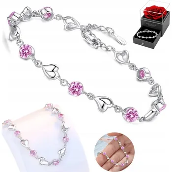 Náramek Stříbrný dámský náramek S DIAMANTOVÝM BRUSEM Dárek pro dívku, ženu, manželku