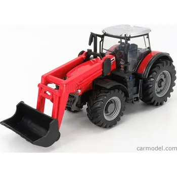 autíčko Bburago Massey ferguson 8740s Tractor With Front Loader Scraper 1:50 Red