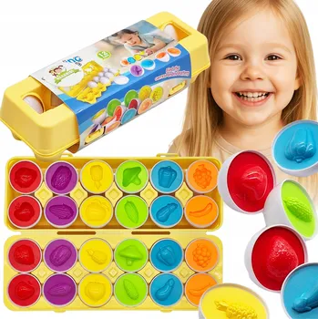 ostatní stavebnice VEJCE pro učení Třídění Tvarů a Barev Vzdělávací Sorter Puzzle OVOCE 12 Ks