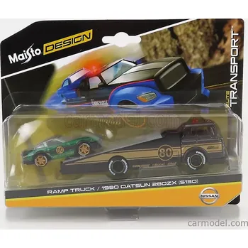 Dětské zboží Maisto Datsun 280zx N 80 1980 With Ramp Truck 1:64 Zlatá Černá Zelená