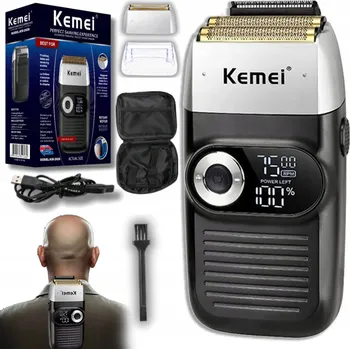 Holicí strojek Kemei KM-2026 černý kabelový/dobíjecí planžetový holicí Holicí Strojek se zastřihovačem