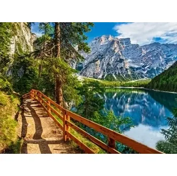 Obraz DIAMANTOVÁ VÝŠIVKA MOZAIKA HORSKÁ STEZKA U JEZERA 2000299