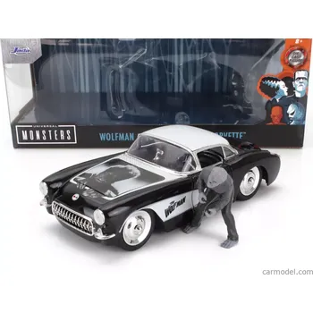 Dětské zboží Jada Chevrolet Corvette With Wolfman Figure 1957 1:24 Černá Bílá