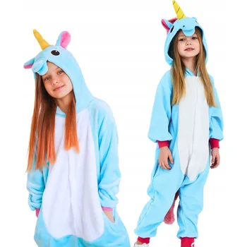 Karnevalový kostým Pyžamo Overal Kigurumi Kostým Modrý Jednorožec Dětské 105 -