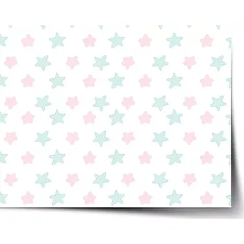 Plakát Sablio Plakát Růžové a modré hvězdy - 60x40 cm