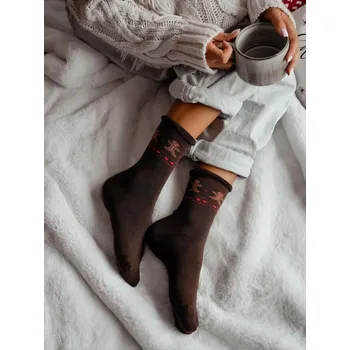 Milena Ponožky 0118-013 Vánoční dámské froté 37-41 hnědá 37-41