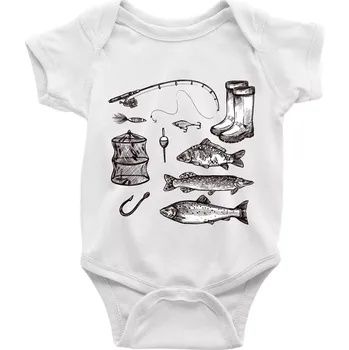 Kojenecký body Rybářský set - Body kojenecké s krátkým rukávem - Krátký r. do 3 měs ( Bílá )