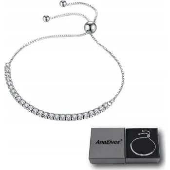 Náramek Dámský Stříbrný Náramek Řetízkový s Diamantovými Křišťály Tenisový Nastavitelný