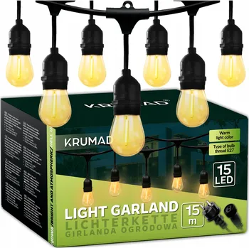 Venkovní osvětlení Světelný řetěz Krumad 1500 cm do sítě, černý
