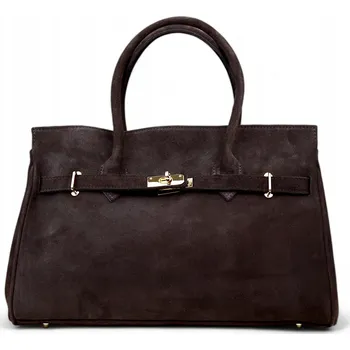 Kabelka MORANTI semišová kožená Espresso velká (vejde se A4) společenská