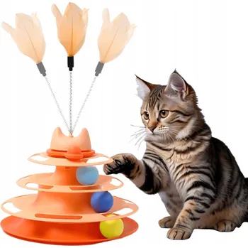 Hračka pro kočku Interaktivní otočná věž s míčky pro kočky Hračka