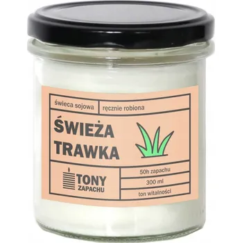 Svíčka Přírodní vonná svíčka ze sójového vosku ve skle - Vůně čerstvé trávy DÁREK pro ženu