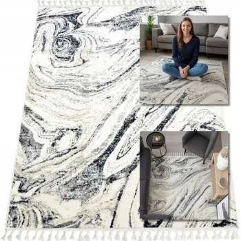 Koberec ŠEDÝ TURECKÝ KOBEREC SHAGGY ANKONA KOBERCE DO OBÝVACÍHO POKOJE BOHO LOFT 140x200