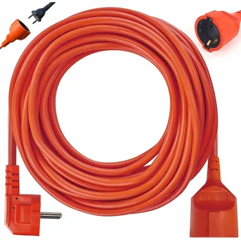 Napájecí kabel PRODLUŽOVACÍ KABEL ZAHRADNÍ STAVEBNÍ 30M PRO SEKAČKU NA TRÁVU ORANŽOVÝ