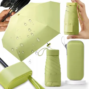 Deštník MINI SKLÁDACÍ AUTOMATICKÝ DEŠTNÍK KAPESNÍ KOMPAKTNÍ POUZDRO ZELENÝ