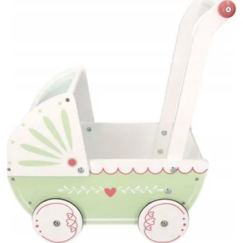 Kočárek pro panenku Hluboký dřevěný kočárek pro panenky Adam Toys zelený, 18 m+