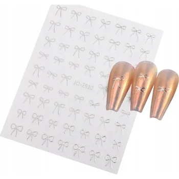 samolepka Samolepky na nehty Stříbrné stužky Kokardki S165