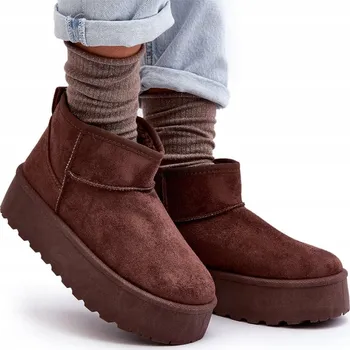 Dětská móda SEMIŠOVÉ SNĚHULE NA PLATFORMĚ HNĚDÉ 37