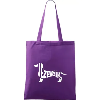Nákupní taška Jezevčík - CZ - Taška bavlněná - 42 x 38 cm ( Fialová )
