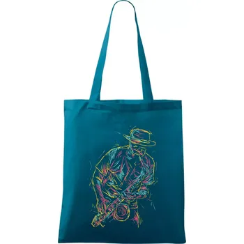 Nákupní taška Jazz saxofon splash - Taška bavlněná - 42 x 38 cm ( Petrolejová )