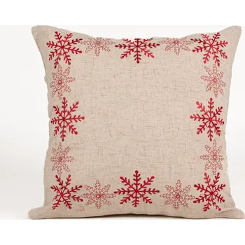 Povlak na polštář se lněným vzhledem 40x40 červené vločky