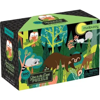 Puzzle Mudpuppy Puzzle Zvířátka v lese - svítí ve tmě 100 dílků - poškozený obal
