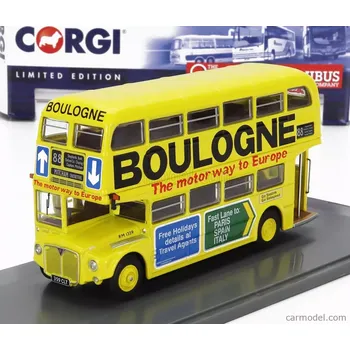 autíčko Corgi AEC Type Rm Autobus London Transport Boulogne Route 88 Mitcham Cricketers 1949 1:76 Žlutá