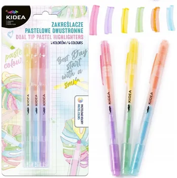 Pastelové zvýrazňovače oboustranné 6 barev Kidea