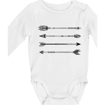 Šípy kresba - Body kojenecké s dlouhým rukávem - Dlouhý r. 3-6 měs ( Bílá )