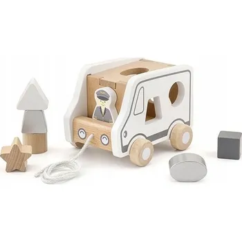 Dřevěná hračka Dřevěné auto k tahání, třídič tvarů Viga