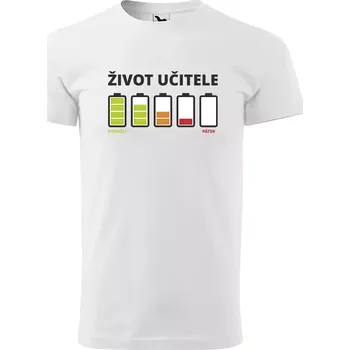 Pánské tričko Sablio Tričko s potiskem Život učitele Po-Pá - bílé S