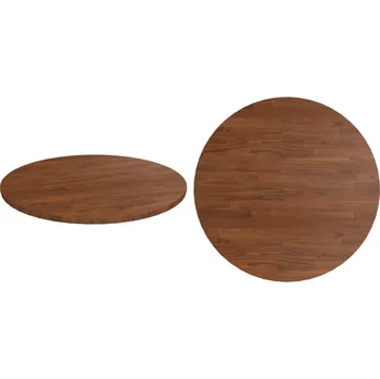 Konferenční stolek Masivní dub, Kulatý deska stolu, tmavě hnědá, Ø50x1,5 cm