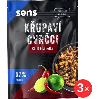 Potravina SENS Křupaví & pražení cvrčci - Chilli & Limetka 3 x 16 g